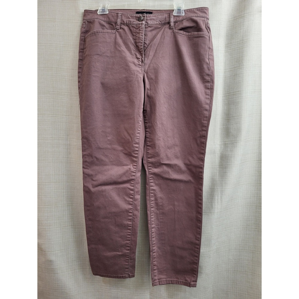Talbots Womens Mauve Straight Leg Stretch Pants Size 12 Cotton Blend 5 Pocket